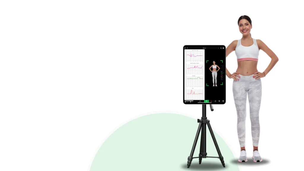 Kinetisense movement assessment — iPad on tripod stand with patient